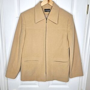 Lindor Wool Cashmere Blend Jacket Blazer Coat Neutral Tan Women's Size 10 Petite